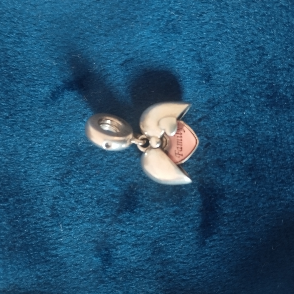 Silver and Pink Heart Charm